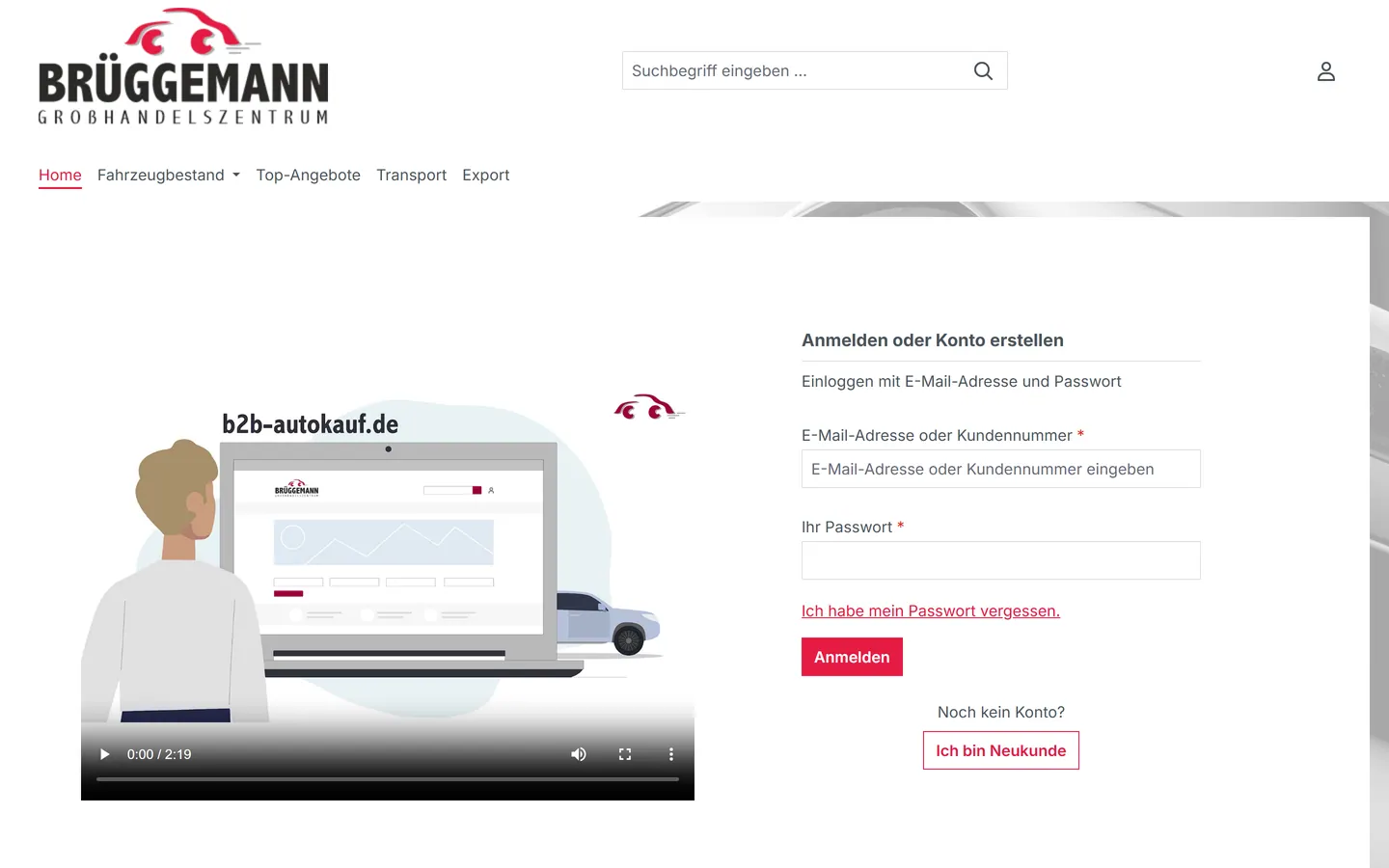 Screenshot of the Autohaus Brüggemann website