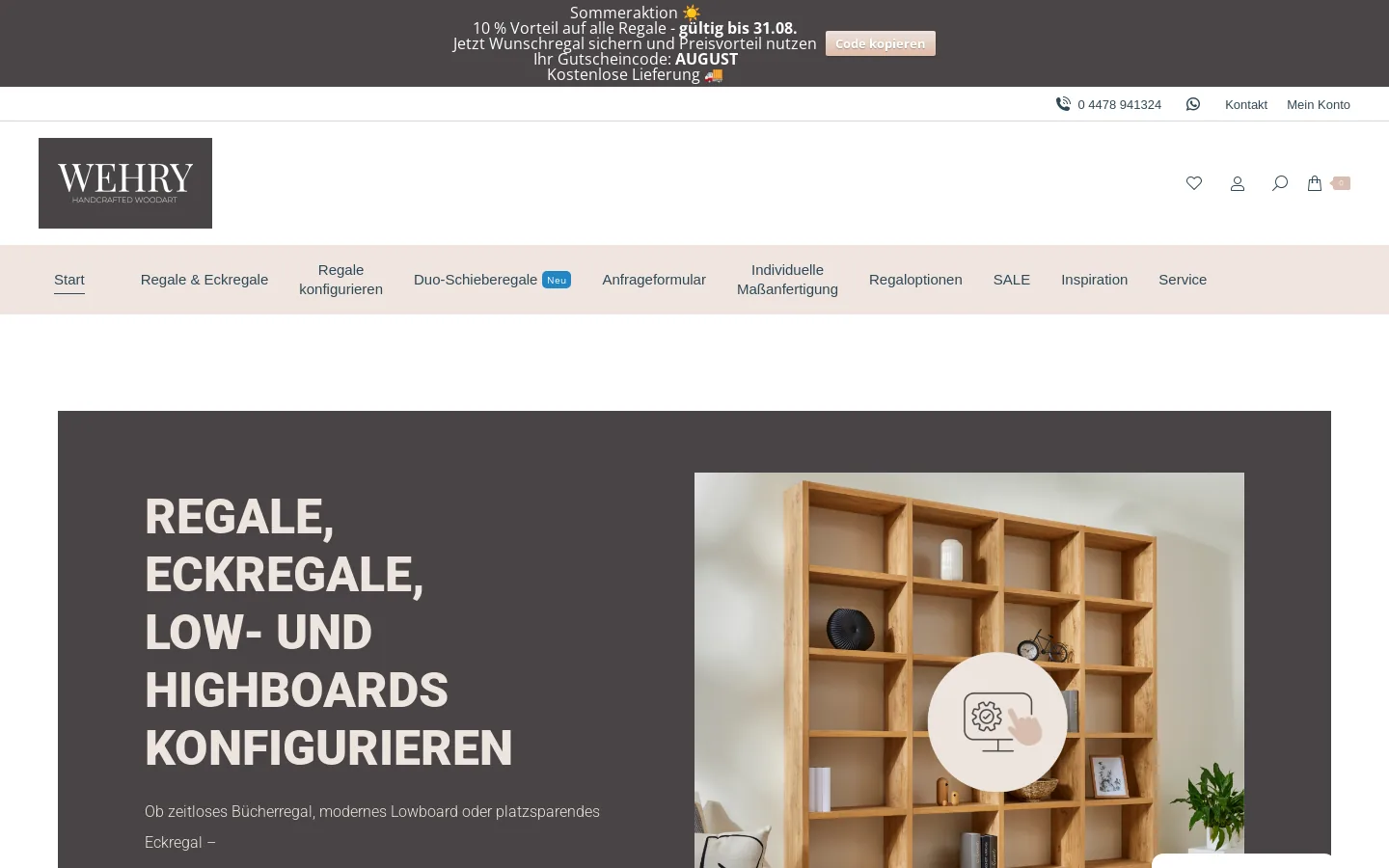 Startseite des Wehry-Onlineshops
