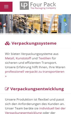 Four Pack GmbH - Neuer Webauftritt der Verpackungsspezialisten - natürlich auch für mobile Endgeräte